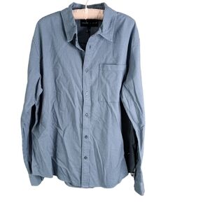 Edgar + Ash Flannel Dress Shirt XL Long Sleeve Blue Herringbone 100% Cotton